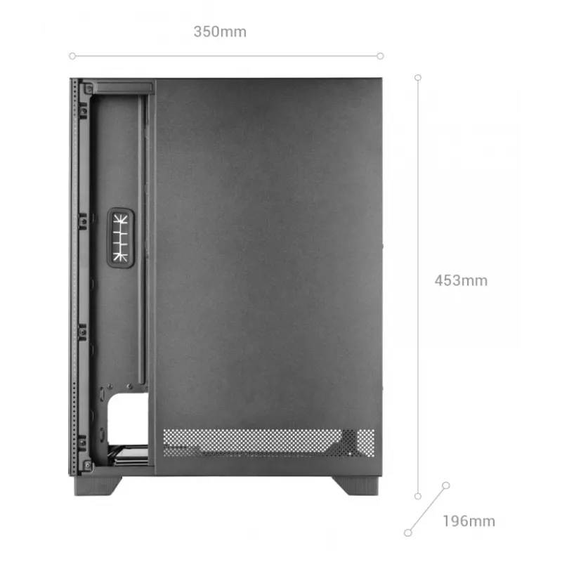 PC-korpus TACENS MARS MC-PULSAR LCD ATX Midi Tower, karastatud klaas, eesmine LCD, USB-C, toetab GPU-d 33,2 cm