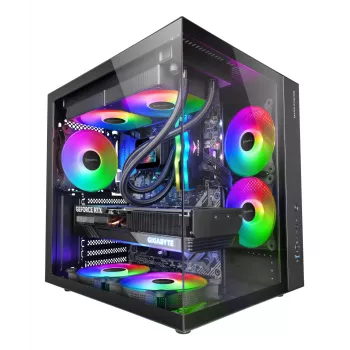 PC Case TACENS Mars Gaming MCV-ONE Midi Tower — Must, ATX/Micro-ATX/Mini-ITX, karastatud klaas, toetab 120 mm ventilaatoreid