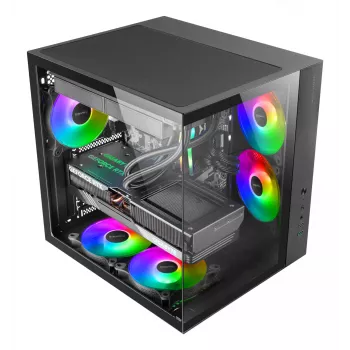 PC Case TACENS Mars Gaming MCV-ONE Midi Tower — Must, ATX/Micro-ATX/Mini-ITX, karastatud klaas, toetab 120 mm ventilaatoreid