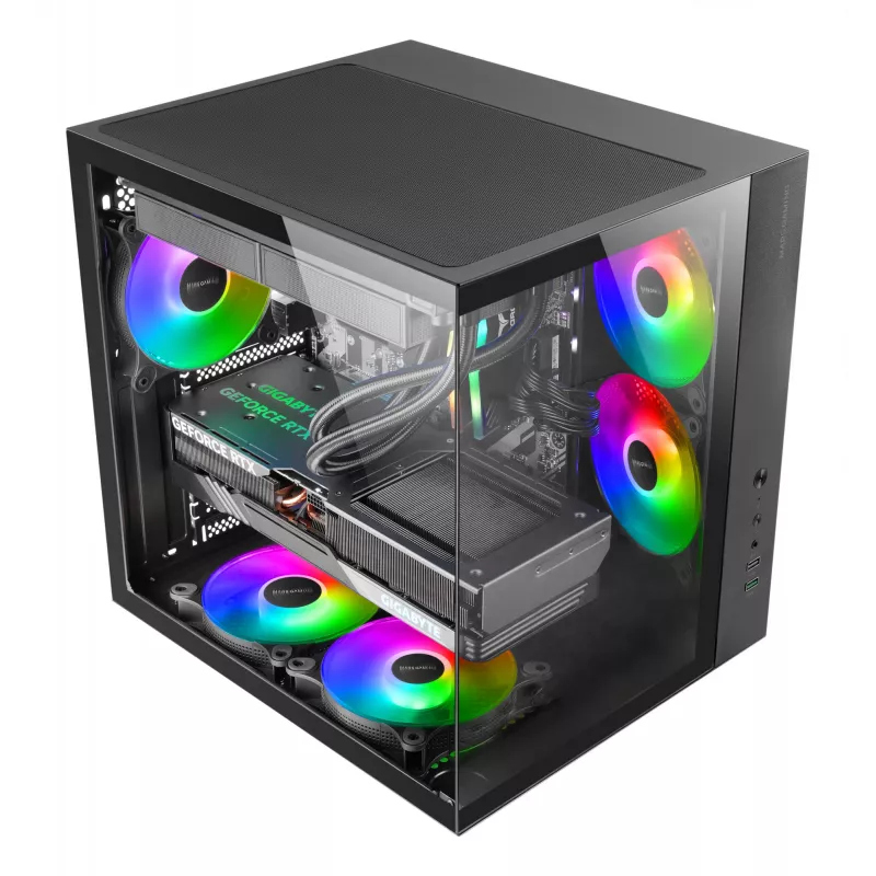PC Case TACENS Mars Gaming MCV-ONE Midi Tower — Must, ATX/Micro-ATX/Mini-ITX, karastatud klaas, toetab 120 mm ventilaatoreid