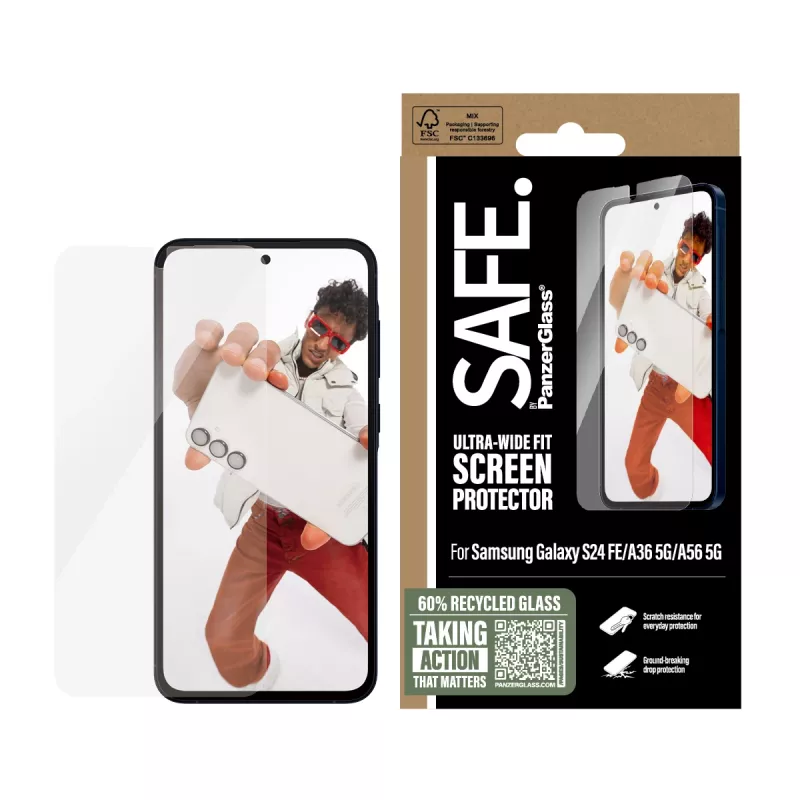 PanzerGlass SAFE. by ® ekraanikaitse Samsung Galaxy S24 FE | A36 5G | A56 5G | Ultra-Wide Fit