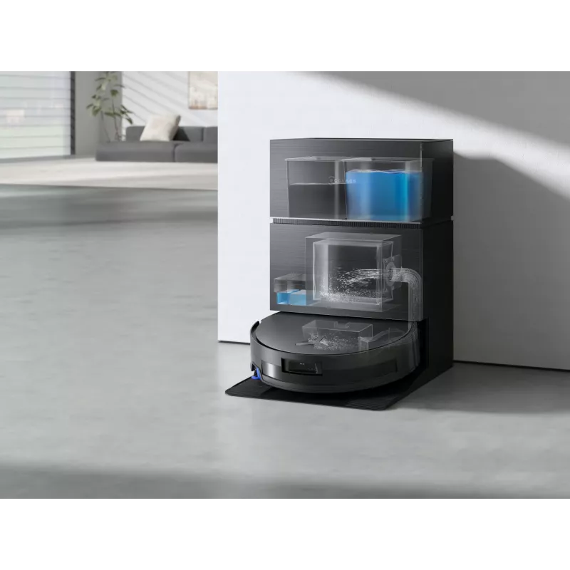 Robot vacuum cleaner Ecovacs Deebot X11 Pro Omni — must, Li‑Ion 6400 mAh, 206 min tööaeg, 0,22 L tolmumahuti, baasjaam 2,5 L
