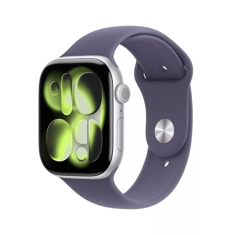 Apple Watch Series 11 GPS + Cellular 46mm hõbedane alumiiniumkorpus lilla udu spordirihmaga - S/M