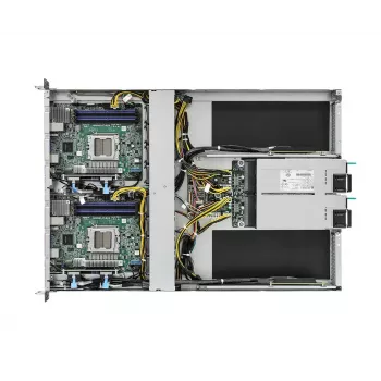 Server barebone ASRock 1U2N2G-AM5/2T — LGA 1718, DDR5 kuni 48 GB, 10Gb Ethernet, Aspeed AST2600, 1600 W PSU