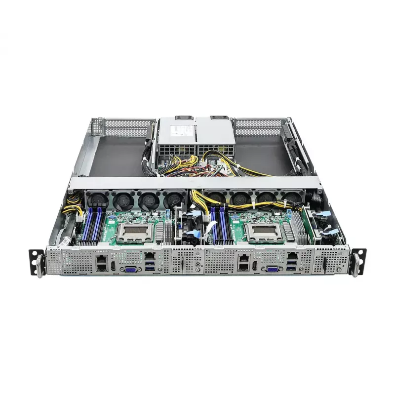 Server barebone ASRock 1U2N2G-AM5/2T — LGA 1718, DDR5 kuni 48 GB, 10Gb Ethernet, Aspeed AST2600, 1600 W PSU