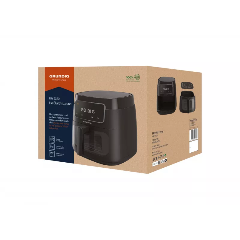 Grundig FRY 7320 Single 7.6 L eraldiseisev 1900 W kuumaõhufritüür Must