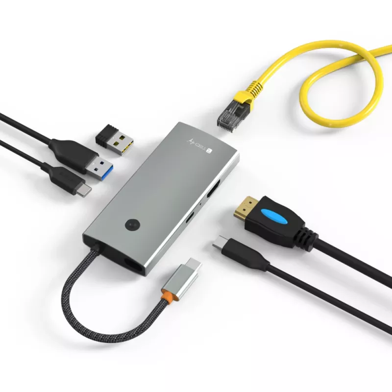 Techly IUSB32C-HUB6HPDI liidese jaotur USB 3.2 Gen 1 (3.1 Gen 1) USB-C 5000 Mbit/s Alumiinium