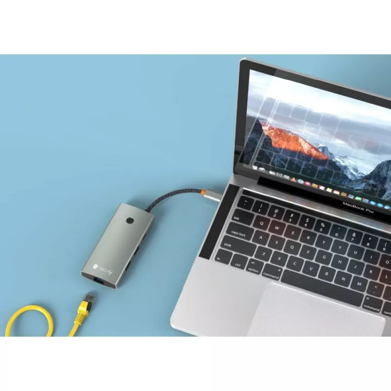 Techly IUSB32C-HUB6HPDI liidese jaotur USB 3.2 Gen 1 (3.1 Gen 1) USB-C 5000 Mbit/s Alumiinium