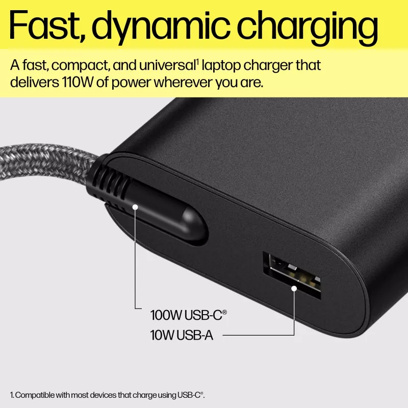 HP 110W USB-C sülearvuti laadija, sülearvuti, siseruumides, 43 - 63 Hz, 110 W, 5V/9V/12V/15V/20V, 1,6 A