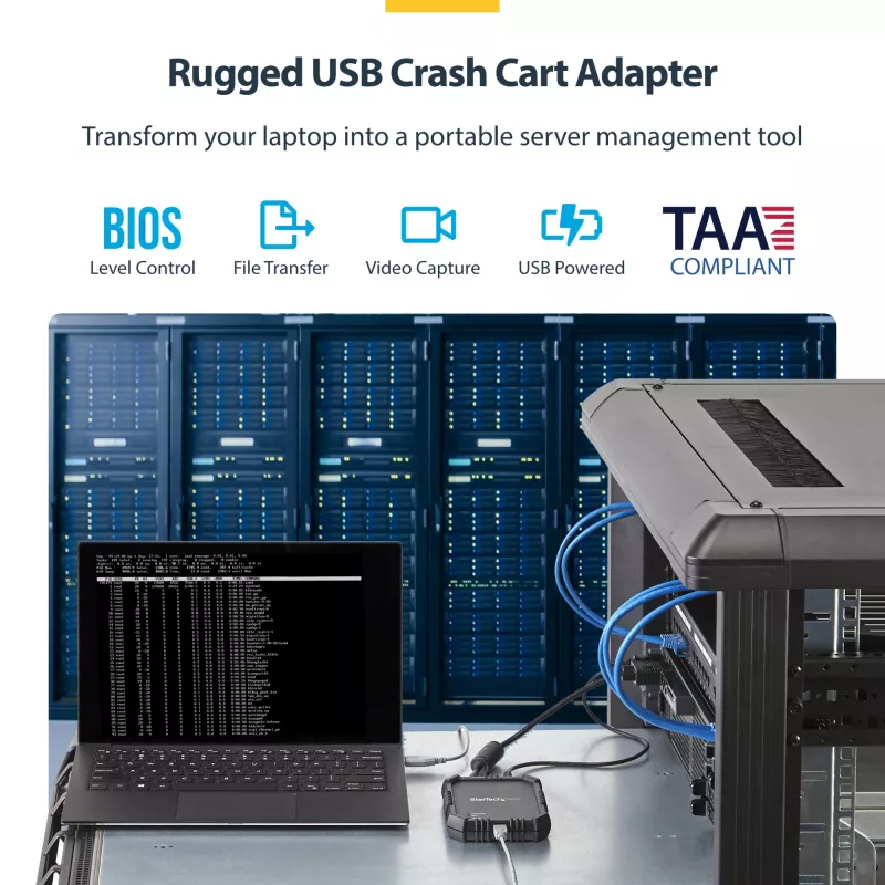 StarTech.com sülearvutist-serverile KVM-konsool töökindla korpusega