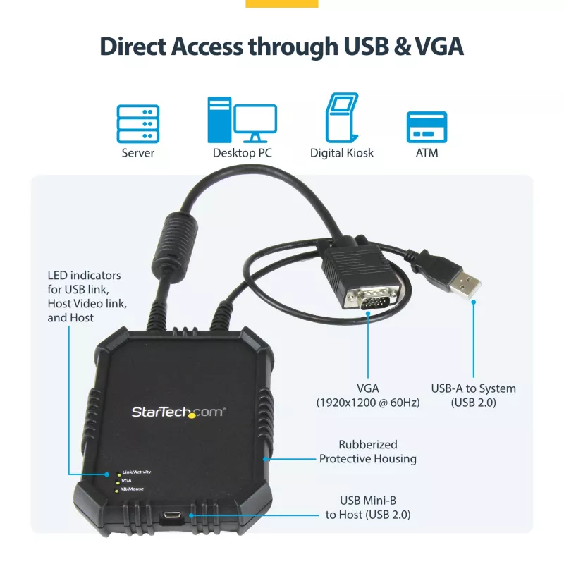 StarTech.com sülearvutist-serverile KVM-konsool töökindla korpusega