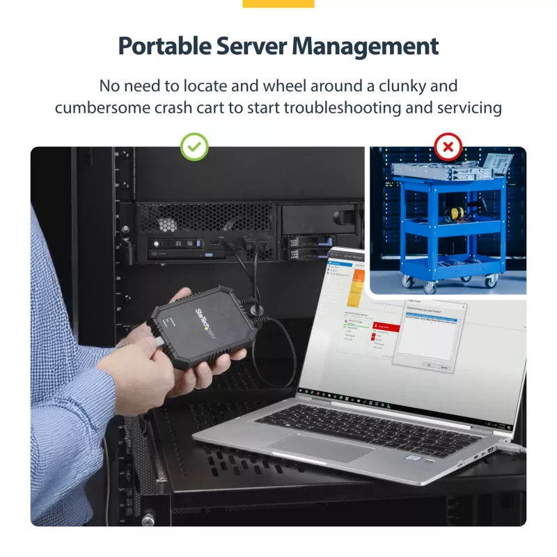StarTech.com sülearvutist-serverile KVM-konsool töökindla korpusega