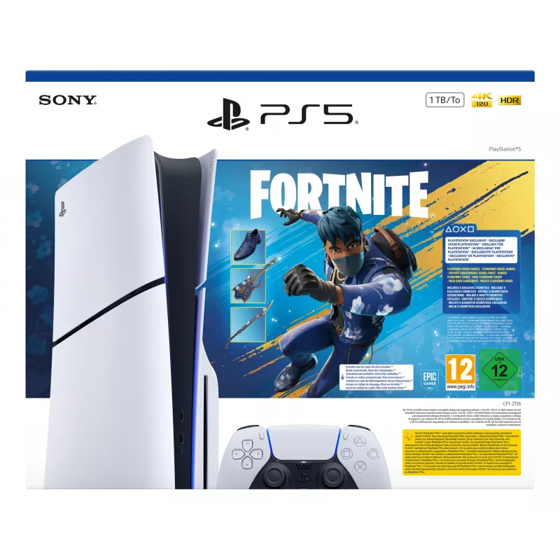 Sony PlayStation 5 - Fortnite Flowering Chaos Bundle 1 TB Wi-Fi Must, Valge