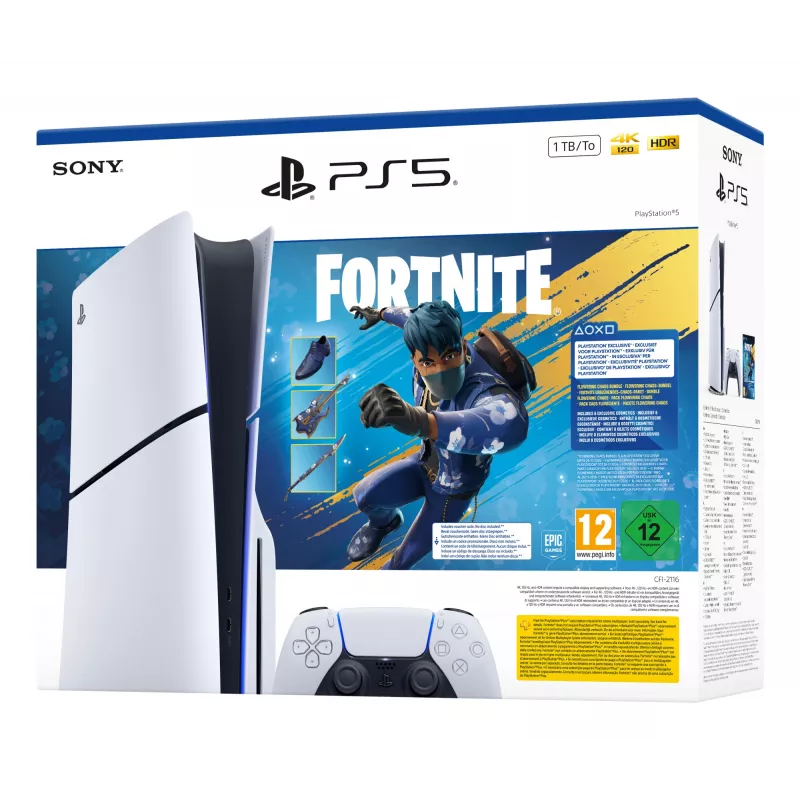 Sony PlayStation 5 - Fortnite Flowering Chaos Bundle 1 TB Wi-Fi Must, Valge