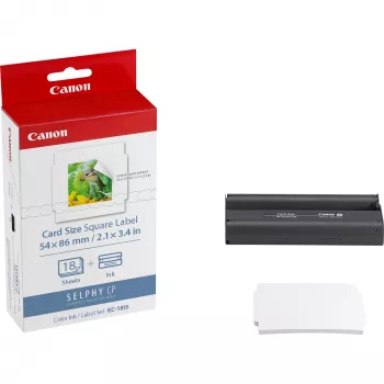 Canon KC-18IS värviline tint + 54 x 86 mm kleebispaberi komplekt, 18 lehte