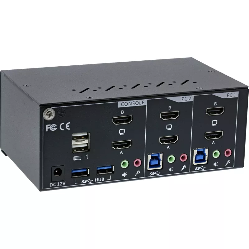 KVM laualüliti InLine 62652I 2-pordiline kahe monitoriga HDMI 4K USB 3.0 heli