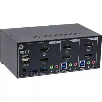 InLine KVM lauaarvuti lüliti, 2-pordiline, kahe monitoriga DP 1.2, 4K, USB 3.0, heli