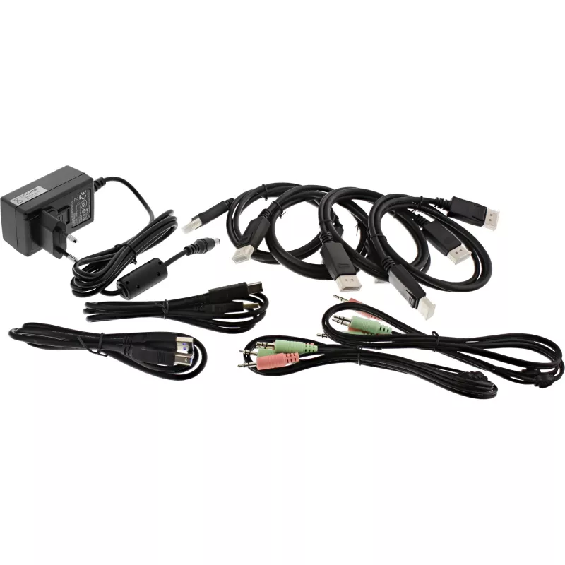 InLine KVM lauaarvuti lüliti, 2-pordiline, kahe monitoriga DP 1.2, 4K, USB 3.0, heli