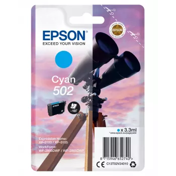 Epson üksikpakend tsüaan 502 tint, standardne saagikus, tsüaan, 3,3 ml, 1 tk, 165 lehekülge