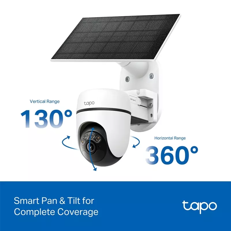 TP-Link Tapo päikeseenergial töötav pööratava/kallutatava turvakaamera komplekt