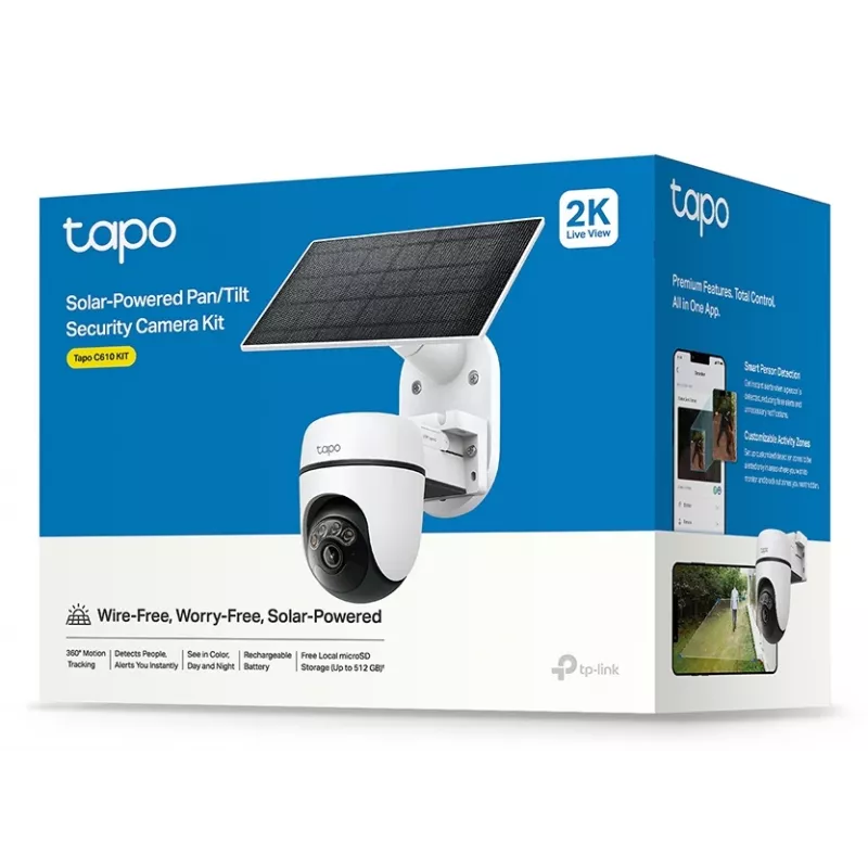 TP-Link Tapo päikeseenergial töötav pööratava/kallutatava turvakaamera komplekt