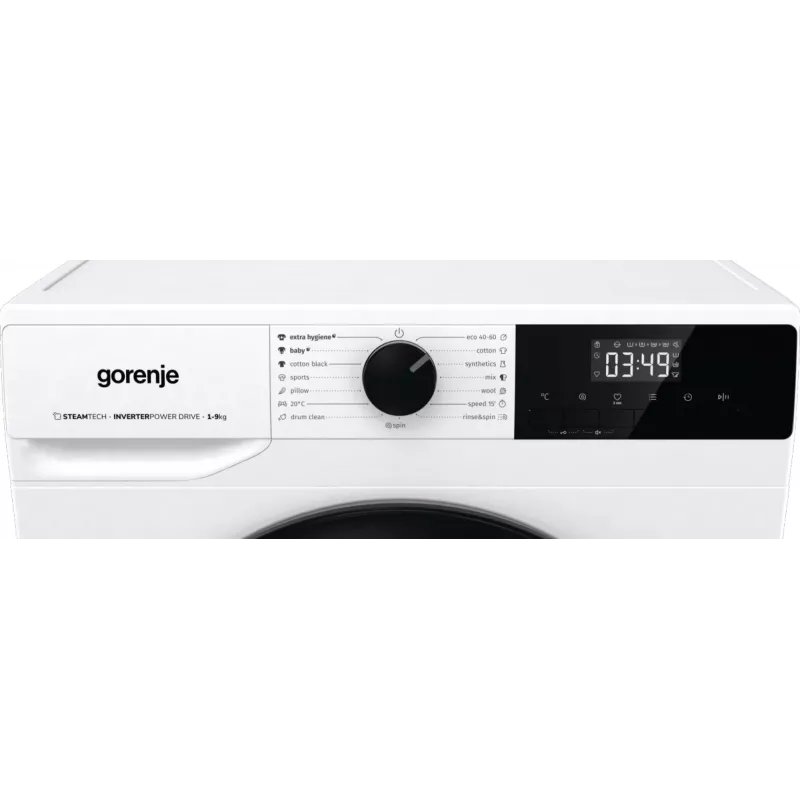 Gorenje Tvättmaskin WNHPI94A1PS BK070, Front-load, 9 kg, B, 75 dB, 1400 RPM, A