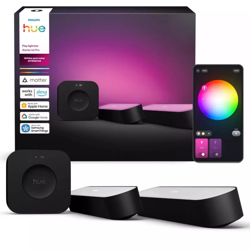Philips Hue Play light bars starter kit — 2 Play light bars + Hue Bridge Pro, Bluetooth, must, Type C pistik