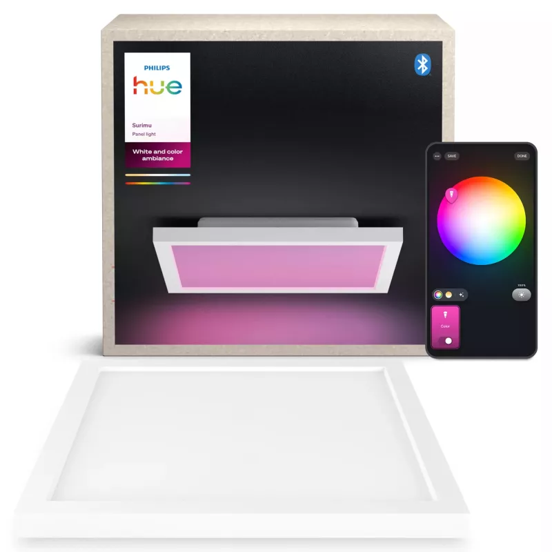 Philips Surimu Square Panel, Nutikas laelamp, Bluetooth/Zigbee, Valge, Alumiinium, Multi, 2000 K