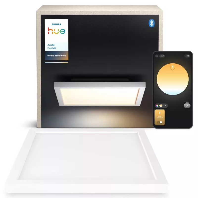 Philips Aurelle ruudukujuline paneelvalgusti, nutikas laevalgusti, Bluetooth/Zigbee, valge, LED, alumiinium, muudetav