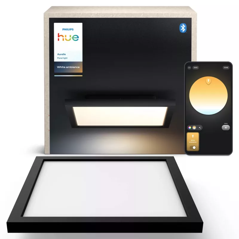 Philips Aurelle Square paneel, nutikas laevalgusti, Bluetooth/Zigbee, must, LED, alumiinium, muudetav