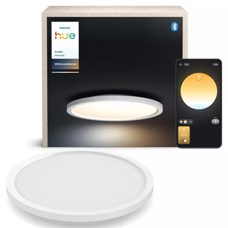 Philips Aurelle Hue Round Panel Light, nutikas laevalgusti, Bluetooth/Zigbee, valge, LED, alumiinium, muudetav