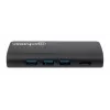 Manhattan USB-C dokk/jaotur kaardilugejaga, pordid (x5): Ethernet, USB-A (3) ja USB-C, 5 Gbps (USB 3.2 Gen1 ehk USB 3.0), toiteedastusega (100 W) USB-C porti (märkus: vaja on täiendavat USB-C seinlaadijat ja USB-C kaablit), universaalne kõigile seadmetele, alumiinium