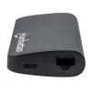 Manhattan USB-C dokk/jaotur kaardilugejaga, pordid (x5): Ethernet, USB-A (3) ja USB-C, 5 Gbps (USB 3.2 Gen1 ehk USB 3.0), toiteedastusega (100 W) USB-C porti (märkus: vaja on täiendavat USB-C seinlaadijat ja USB-C kaablit), universaalne kõigile seadmetele, alumiinium
