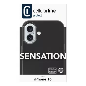 Cellularline Sensation - iPhone 16 pehme puutetundliku silikoonümbrisega kaitseümbris, kaas, Apple, iPhone 16, 15,5 cm (6,1 inch), must