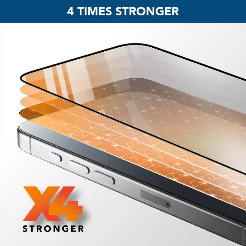 Cellularline Fortified Xtreme Glass – iPhone 16 ülitugev karastatud klaas tugevdatud servadega, lihtne paigaldada ja ülivastupidav