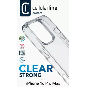 Cellularline Clear Protect - iPhone 16 Pro Max kõva ümbris kummist äärtega