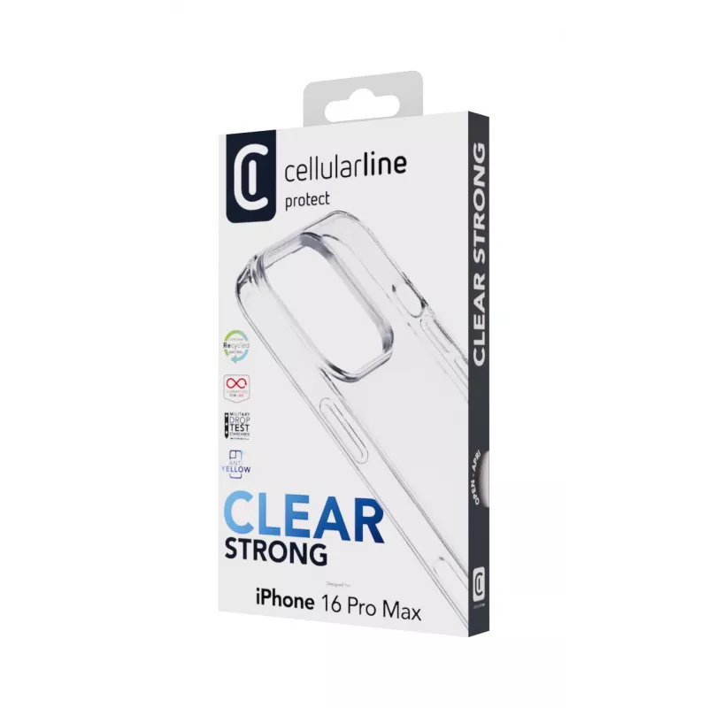 Cellularline Clear Protect - iPhone 16 Pro Max kõva ümbris kummist äärtega