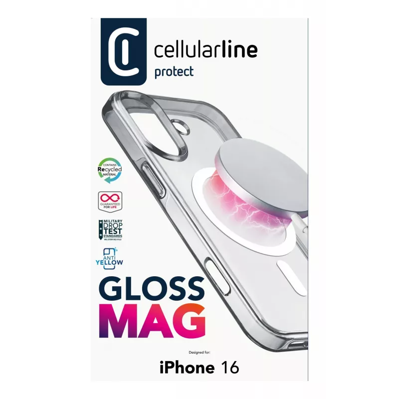 Cellularline Gloss Mag - iPhone 16 magnetiline ümbris laadimiseks ja MagSafe laadija külge kinnitamiseks