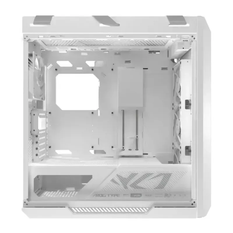 Arvuti korpus ASUS ROG Strix Helios II Midi Tower Valge — toetab EATX/ATX/Micro-ATX/Mini-ITX, 3x140mm ees + 1x140mm taga, 2×3.5 tolli + 4×2.5 tolli pesad, karastatud klaas