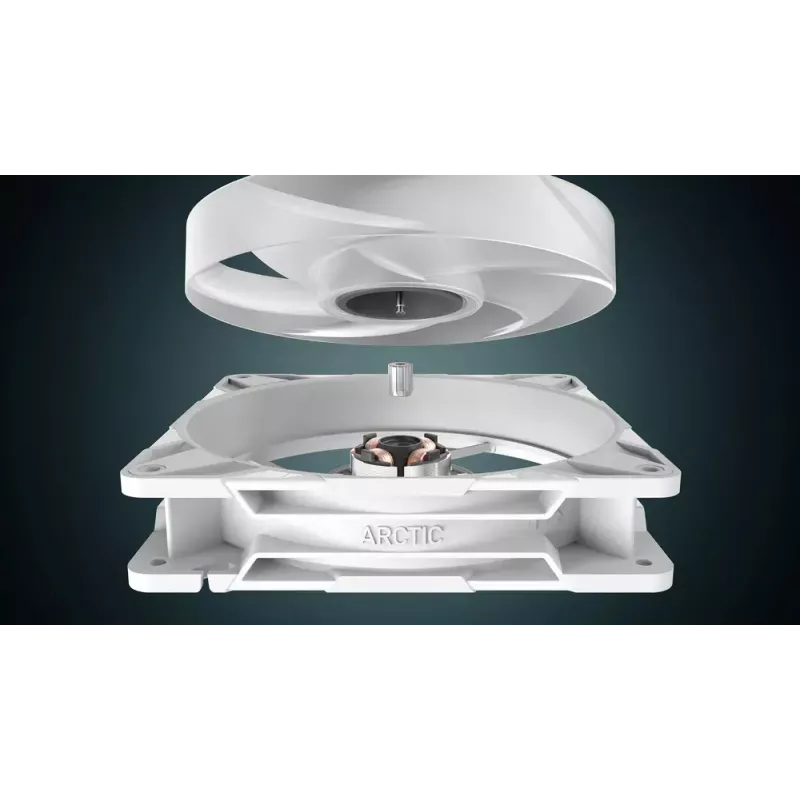 140 mm ventilaator Arctic Freezer P14 Pro Reverse A-RGB (valge) — 166.5 m³/h, 5.1 mmH₂O, FDB, PWM, kaablijagur