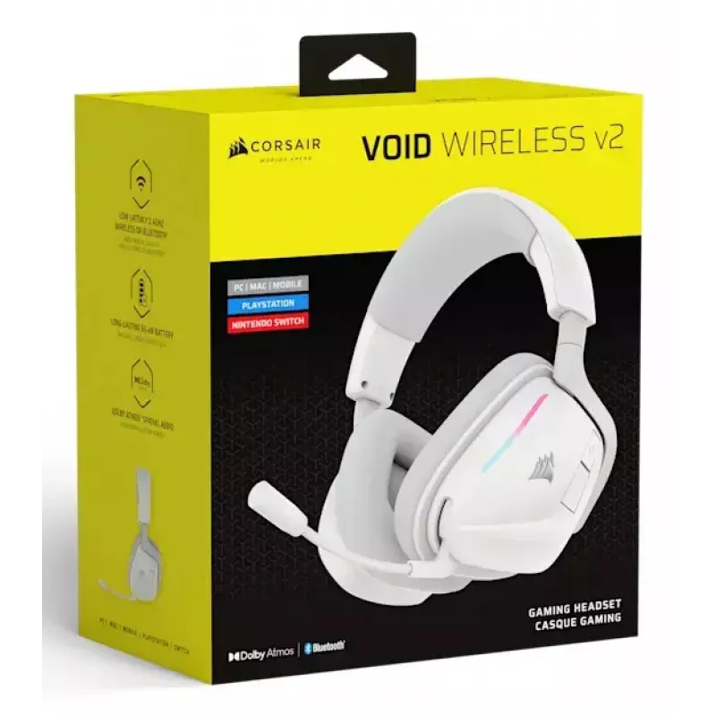Peakomplekt Corsair VOID WIRELESS v2 Juhtmega ja juhtmeta Bluetooth Valge