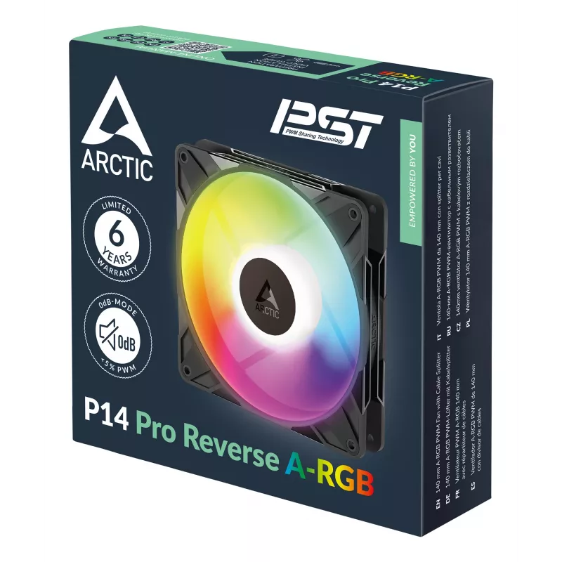 ARCTIC Freezer P14 Pro Reverse A-RGB - 3 tk - 140 mm A-RGB PWM ventilaator kaablijaoturiga