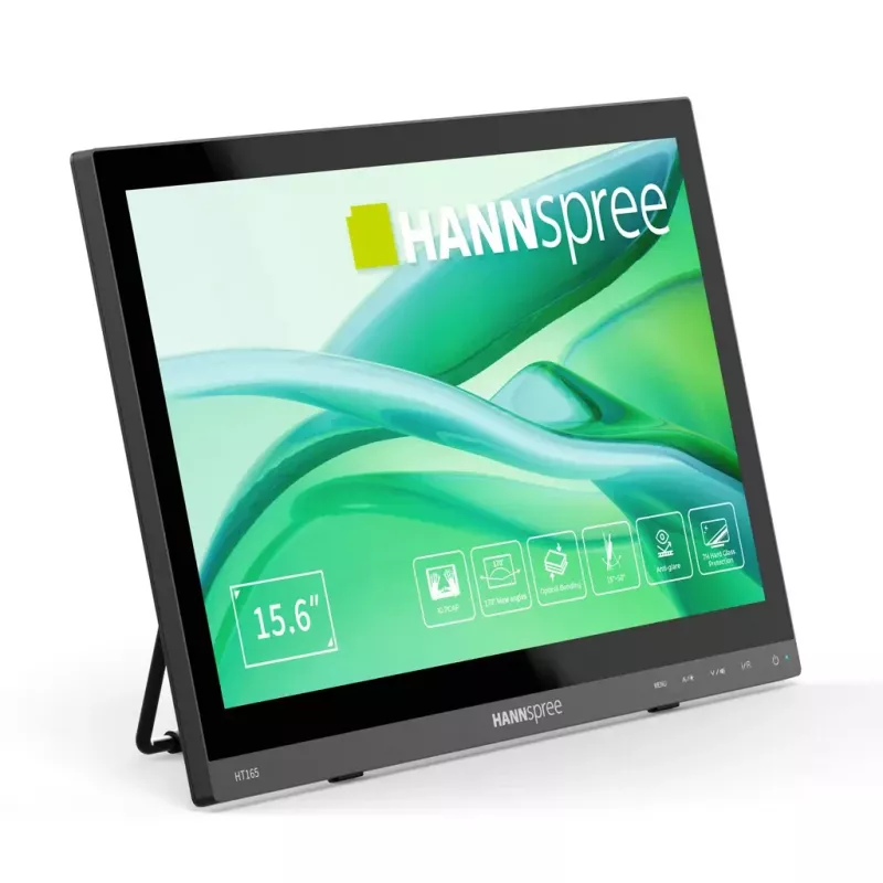 HANNspree HT165HPB 15,6-tolline (39,6 cm) Full HD IPS LCD puutetundlik monitor 1920×1080, 15 ms, VESA, kõlarid, must