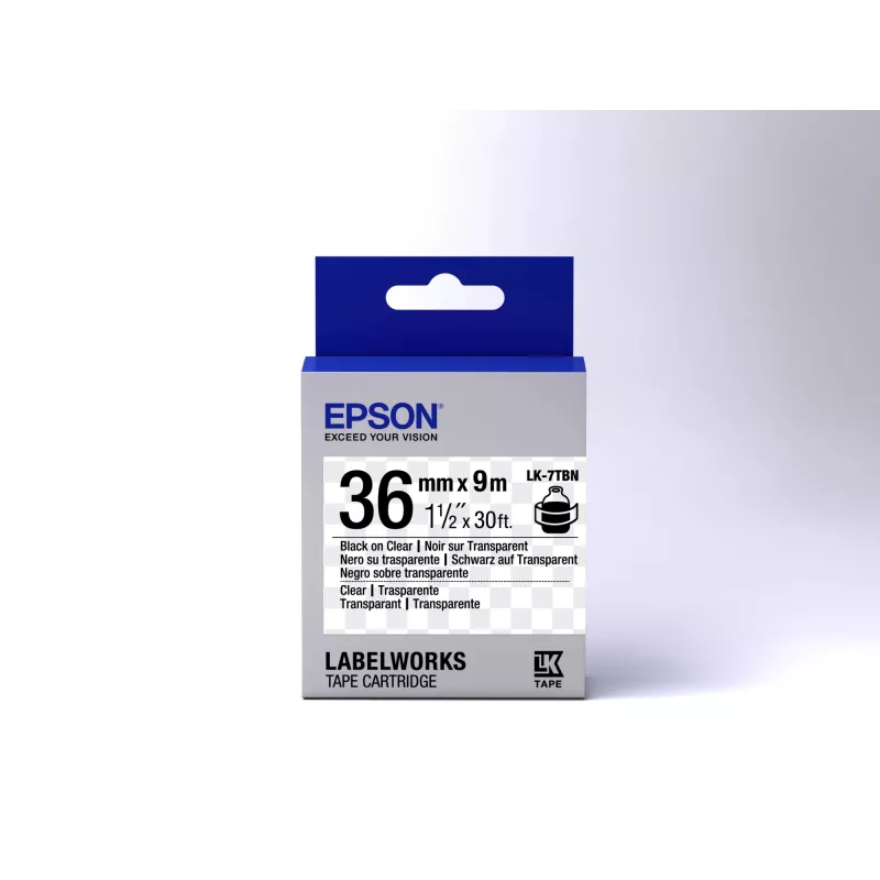 Epson Label Cartridge Transparent LK-7TBN Must/Läbipaistev 36mm (9m)