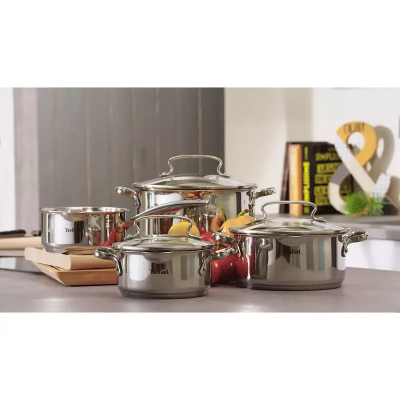 Keedukomplekt Tefal Duetto+ G719S7, roostevaba teras, 7 tk (kastrulid Ø16/20/24 cm, pajapott Ø16 cm), induktsioon, kaaned, ahjukindel kuni 250°C