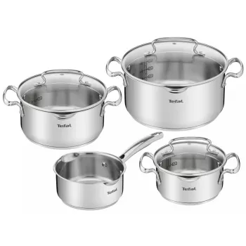Keedukomplekt Tefal Duetto+ G719S7, roostevaba teras, 7 tk (kastrulid Ø16/20/24 cm, pajapott Ø16 cm), induktsioon, kaaned, ahjukindel kuni 250°C