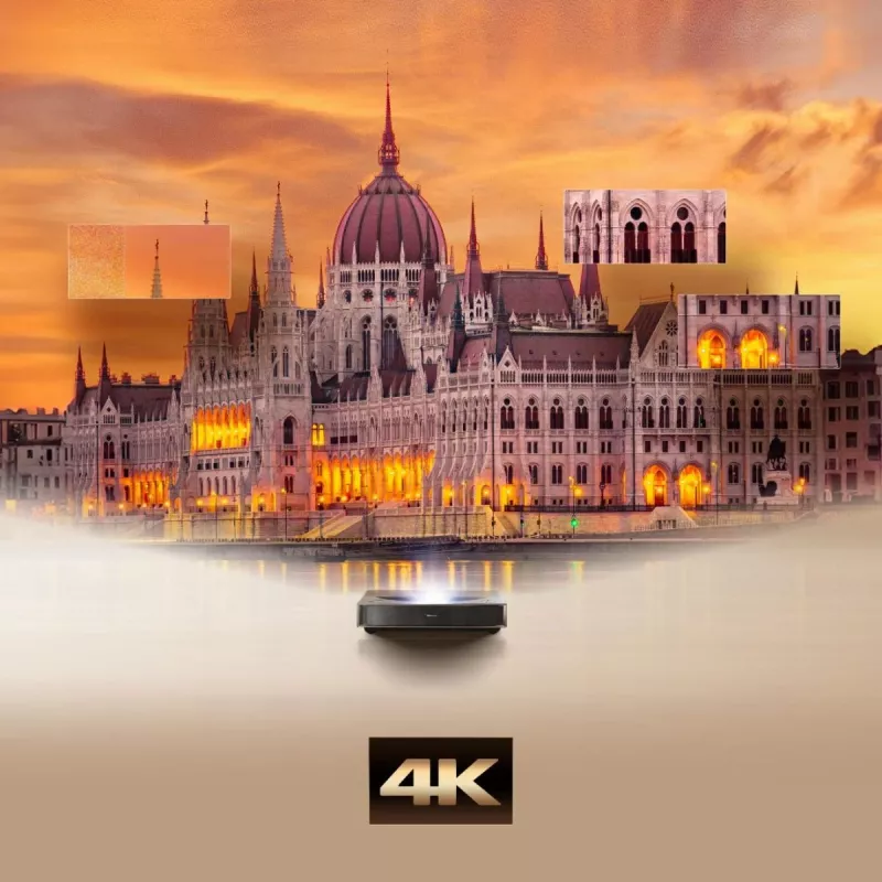 Projektor HISENSE PT1 3D nutiteler, 16:9 native, Wi‑Fi ja Ethernet, HDR (HLG), HDMI 2.0/2.1, must
