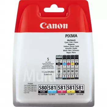 Kassetid Canon PGI-580 PGBK/CLI-581 CMYBK eri värvi must tsüaan magenta