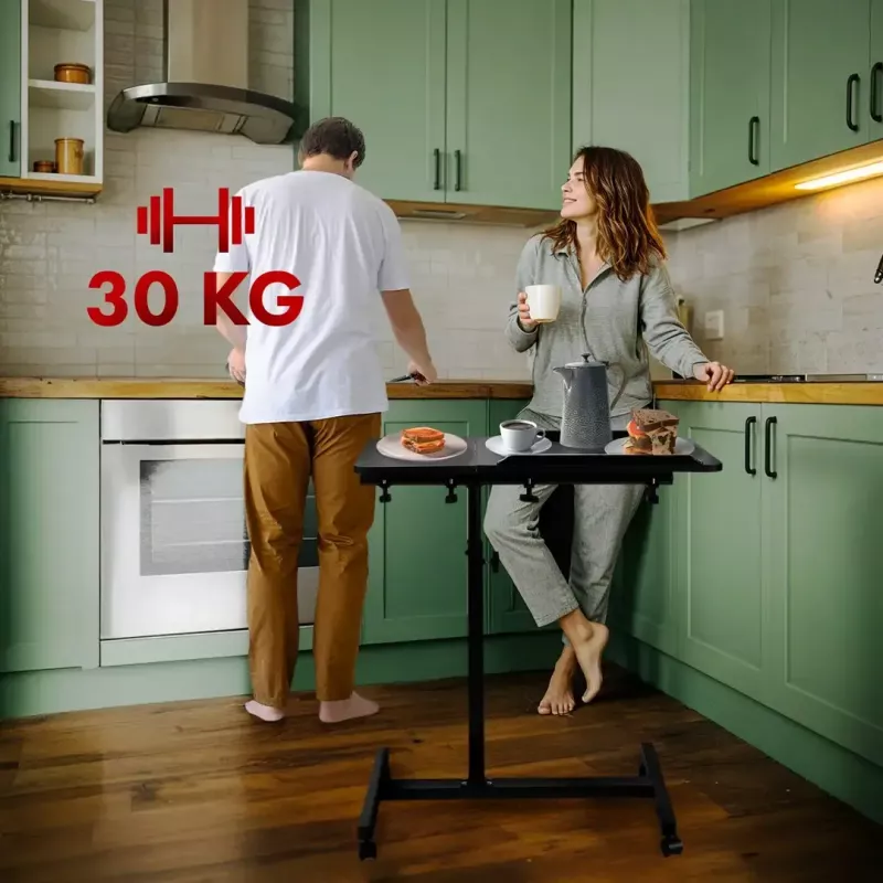 Mobiilne reguleeritava kõrgusega kaasaskantav lauaalus MACLEAN MC-121 B — reguleeritav kõrgus, kalle, ratastega, 30 kg koormus, must