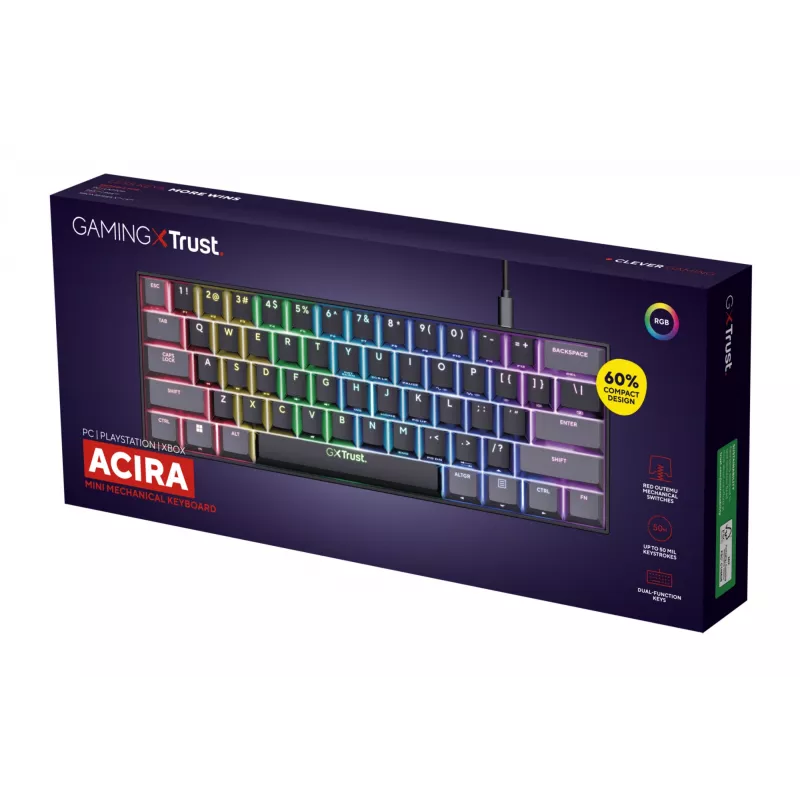Trust GXT 867 Acira klaviatuur Mängimiseks USB QWERTY US English Must
